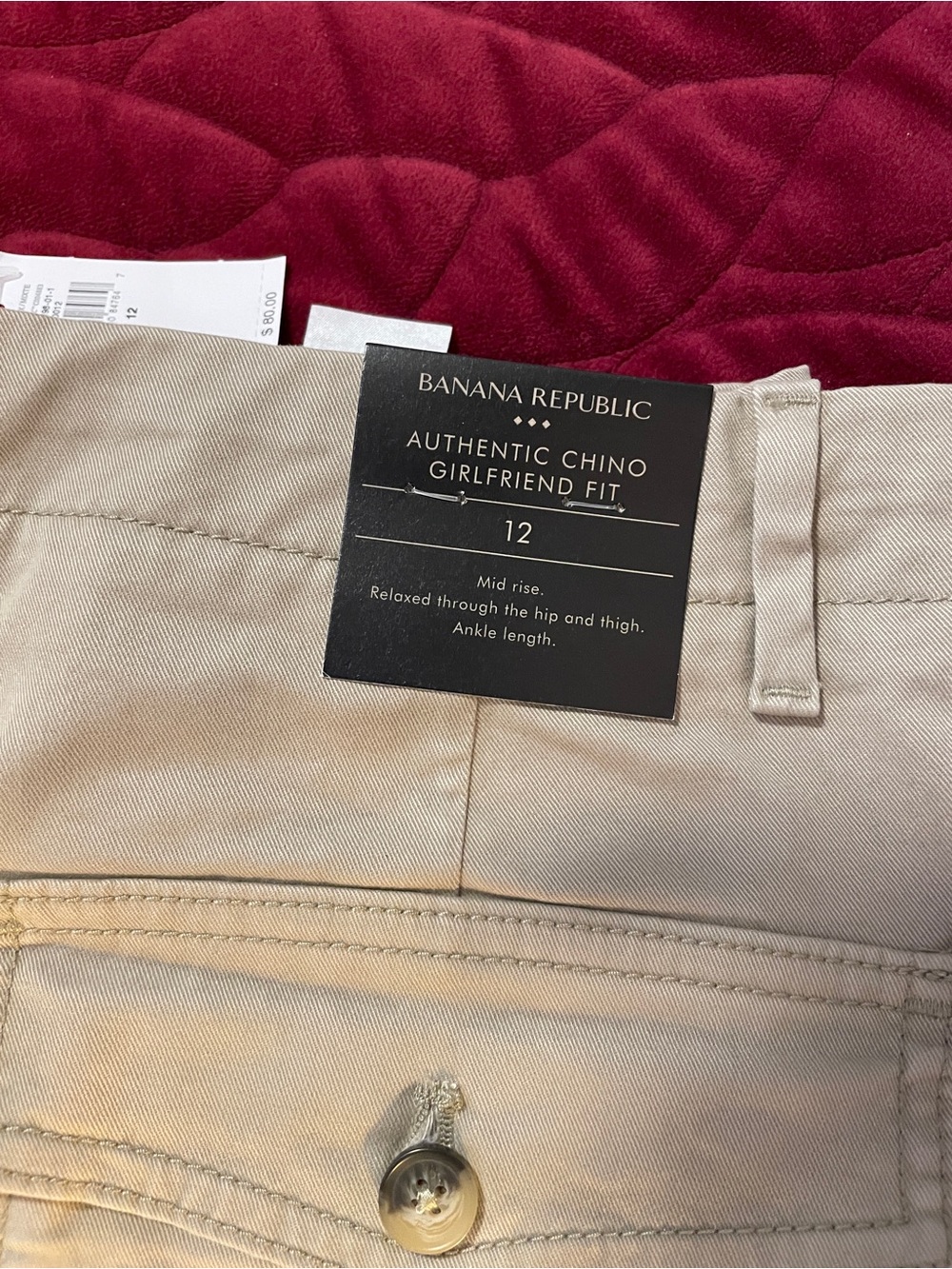 Banana Republic Womens authentic chino girlfriend fit- size 12  NWT - Picture 4 of 8